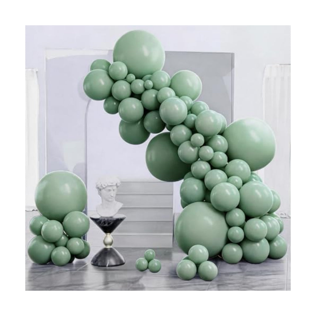 PartyWoo Sage Green Balloons 140pcs Olive Eucalyptus Dusty Green Boho Color