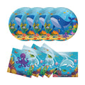 50Pcs Under the Sea Birthday Plates and Napkins Party Supplies, Disposable Ocean Theme Paper Plates Napkins Tableware Set for Sea Animal Party Decorations (Sea Animal)