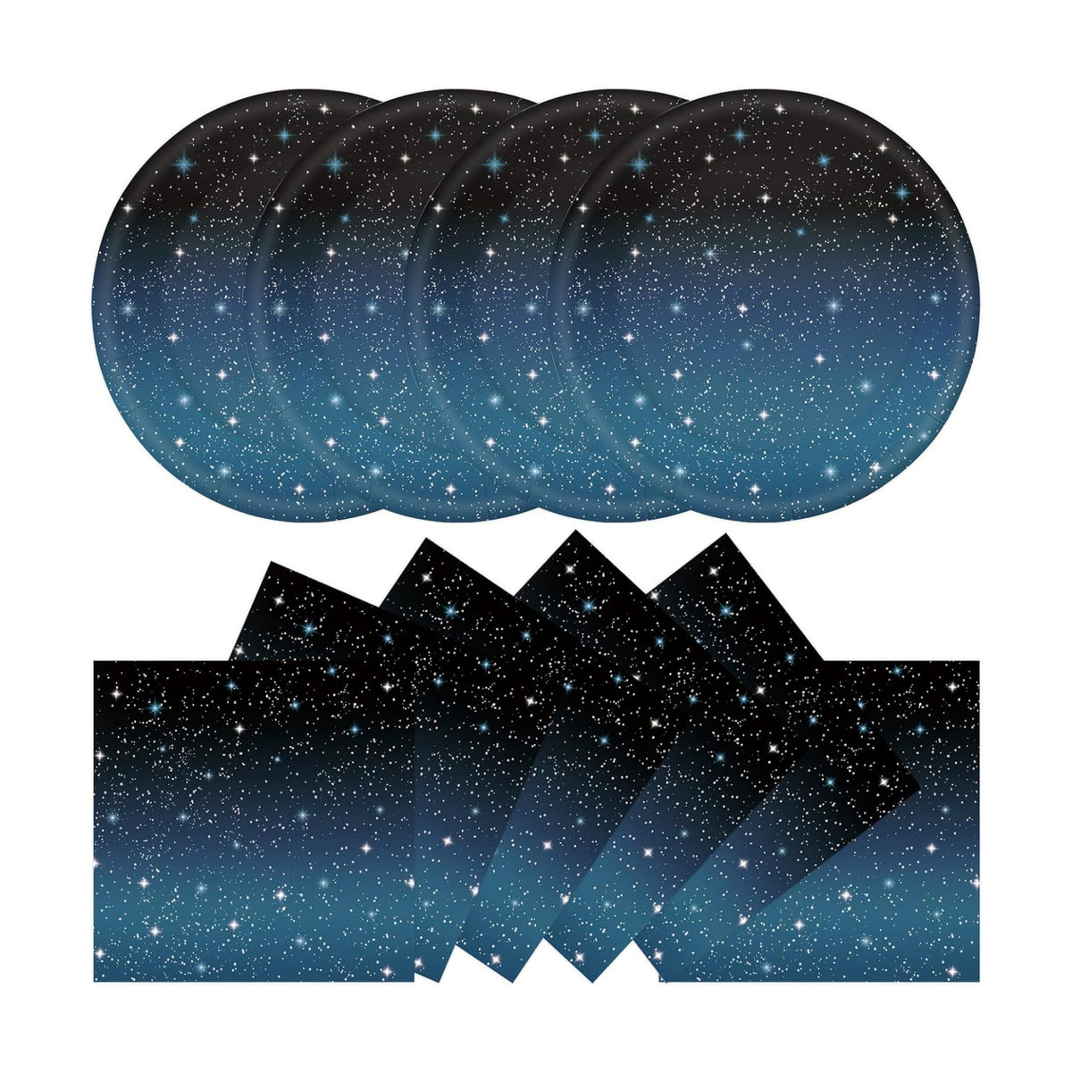 50Pcs Space Plates and Napkins Party Supplies, Disposable Galaxy Starry Night Theme Plates Napkins Star Tableware Set for Outer Space Birthday Party Decorations (Galaxy)