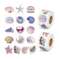H1vojoxo Fantasy Seashell Sticker Rolls - 1000PCS Summer Decorative Aesthetic Sea Animal Ocean Shell Pearl Stickers for Kid 16 Styles Ocean Starfish Shell Vinyl Decals for Scrapbook Craft Water Bottle