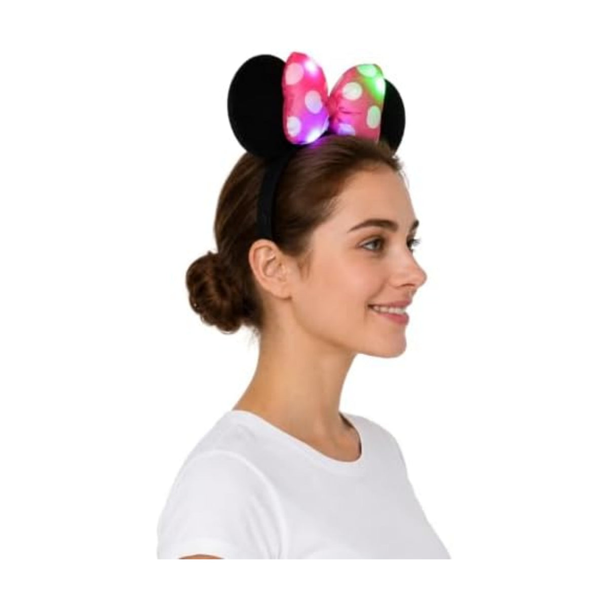 Mouse Ear Light Up Headband, 3D Hair Bow Hairband with LED, Flash Glowing Party Decoration Headwear Hair Accessories for Women Girls