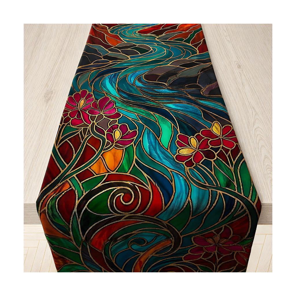 OHOME Fall Decor - Stained Glass Table Runner