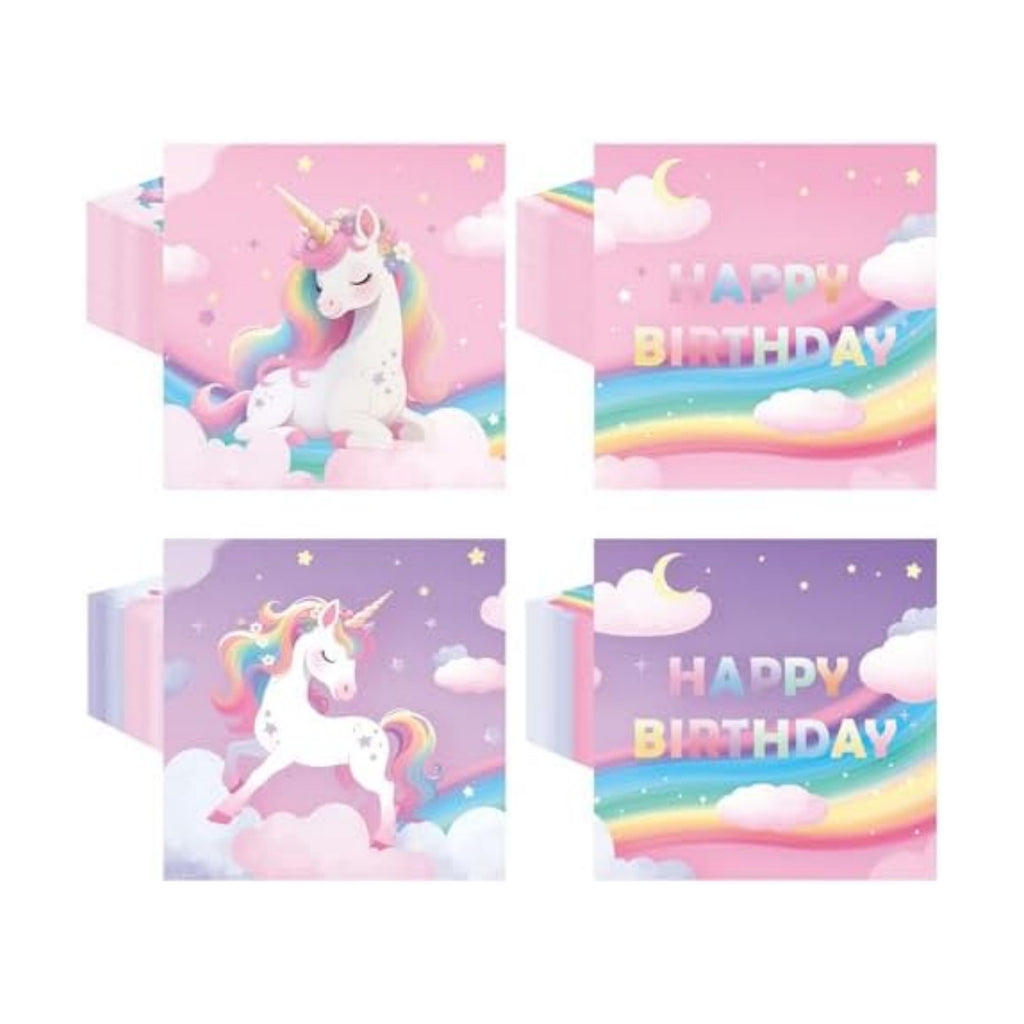 50 Pcs Unicorn Paper Napkins 6.5 x 6.5 Inches, Rainbow Birthday Theme Disposable Luncheon Dinner Party Napkins Cocktail Napkin for Unicorn Birthday Party Decorations (Unicorn)