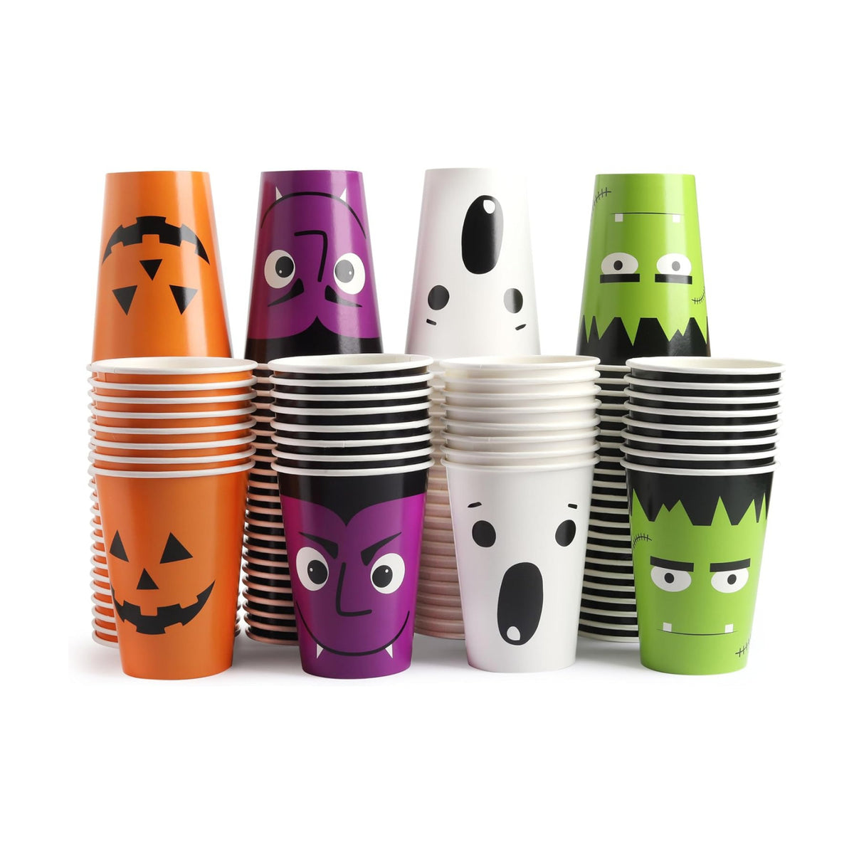 100 Count Halloween Character Disposable Paper Cups 12 oz 4 Designs