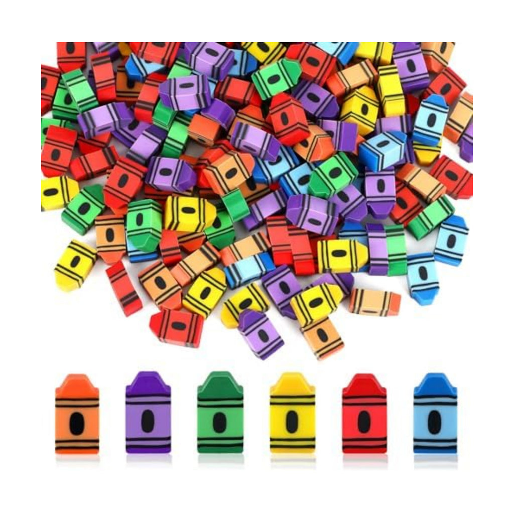 JUNEBRUSHS 150 Pcs Mini Crayon Erasers, Back to School Classroom Supplies