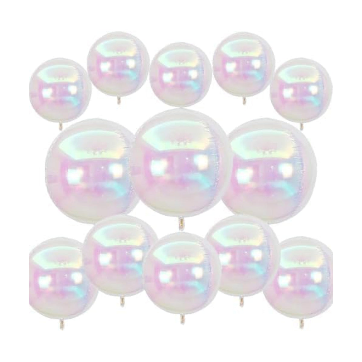 12Pcs Iridescent Round Foil Balloons, 4D Holographic Clear Ball Balloons