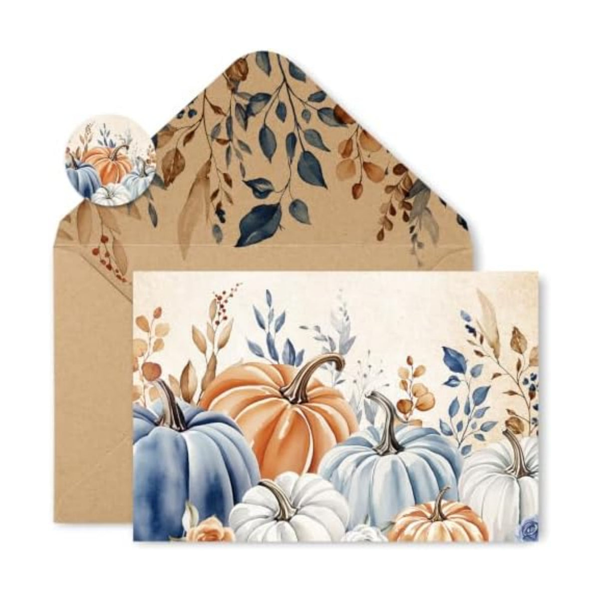 FYSUIMU 24 Pack Fall Cards Boxed Vintage Pumpkin Leaves Greeting Cards with Envelopes Stickers Autumn Blank Note Card for Thanksgiving Harvest Party Supplies, 4 x 6 Inch