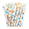 Whaline 200Pcs Fall Paper Straws Blue Orange Pumpkin Disposable Straws Little Pumpkin Baby Shower Drinking Straw for Autumn Harvest Thanksgiving Halloween Party Supplies
