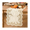 Artoid Mode Beige Lace Jacquard Pumpkin Leaf Fall Table Runner, Seasonal Thanksgiving Autumn Kitchen Dining Table Decoration for Home Party Decor 13x72 Inch