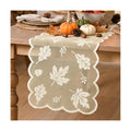 Artoid Mode Beige Lace Jacquard Maple Leaf Fall Table Runner, Seasonal Thanksgiving Orange Kitchen Dining Table Decoration for Home Party Decor 13x72 Inch