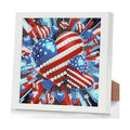 Patriotic Diamond Art Kits for Kids with Frame, American Flag Diamond Painting Kits for Kids Ages 4-8-12, 4th of July Easy Diamonds Gem Art Craft for Girl Boy, Gift Package for and Home Decor 7x7inch