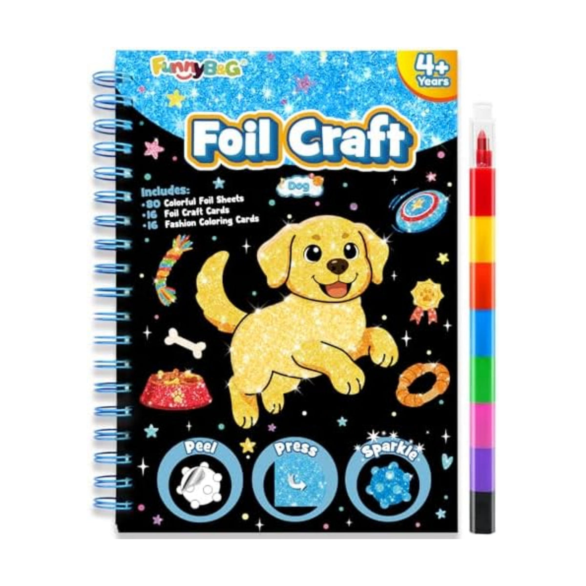 FUNNYB&G Foil Art Craft Kit for Kids, Sparkly Birthday Gift Toy for Kids