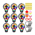 Renbuzhu 48PCS Sunday School VBS Crafts Bulk: Paper Lightbulb Cross Nativity Suncatchers, Jesus Religious Christian Activity DIY Kits Church Decorations, Window Stained Glass Effect Art Supplies