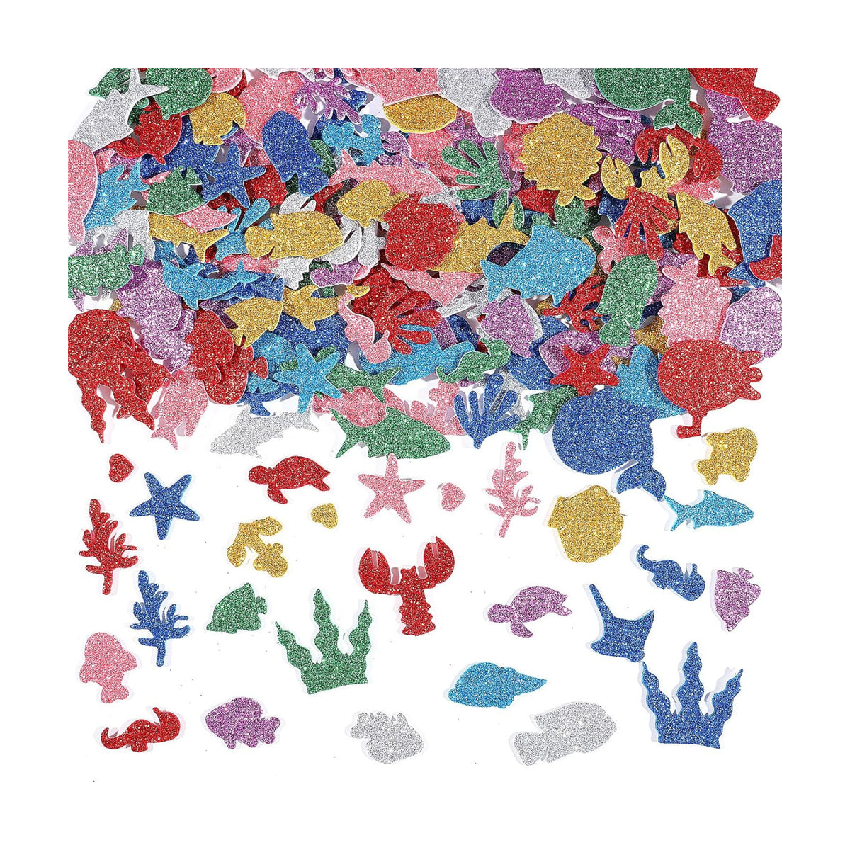 460 Pcs Glitter Sea Animal Foam Stickers, 8 Colors Ocean Sea Fish Stickers
