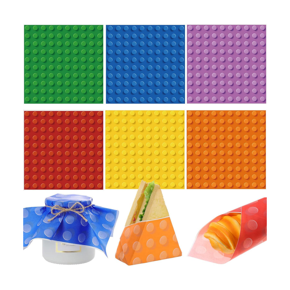 Ireer 300 Pcs Building Block Deli Paper, 12 x 12 Inch Party Food Wrappers
