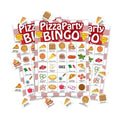 Pizza Bingo Games for Partys, 24 Players Pizza Party Time Bingo Cards, Fun Birthday Party Game for Family, Large Group Holiday Party Activities Supplies