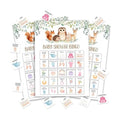 Woodland Baby Shower Bingo Game for Adults, 24 Players Animals Baby Shower Bingo Cards, Fun Gender Reveal Party Game for Family, Large Group Baby Shower Party Activities Supplies