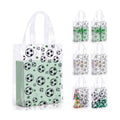 Pajean 12 Pcs Soccer Theme Plastic Gift Bags with Handles, 5.9 x 8.7 x 3.1 Inch Football PE Treat Bags, Black and White Candy Goodie Pouches for Classroom Exchange, Party Favor, Sports Event Supplies