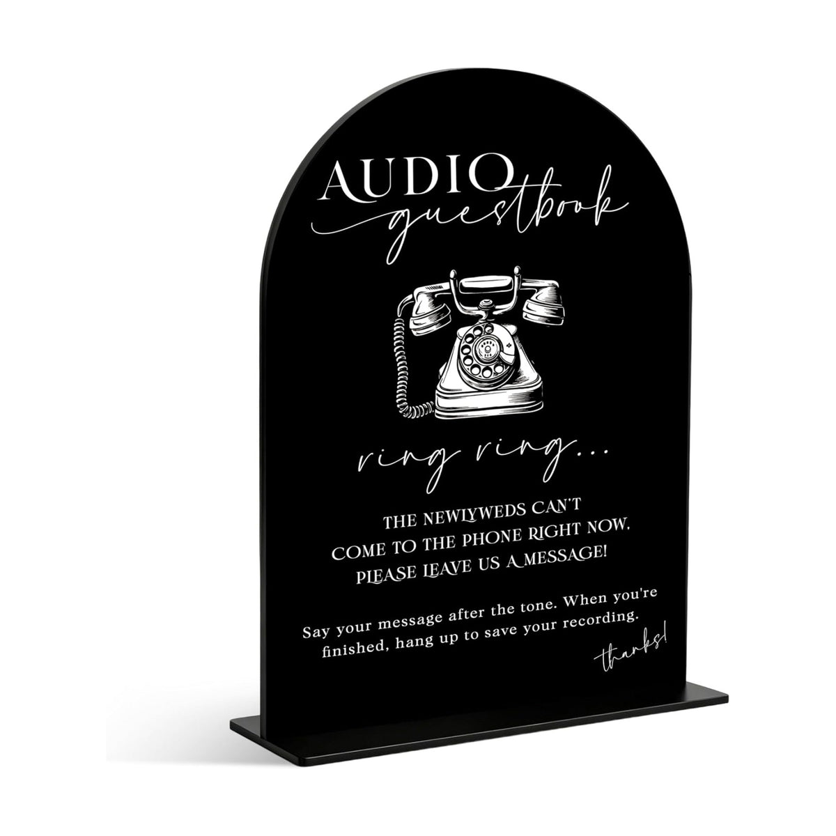 Audio Guest Book Sign for Wedding Decoration, Wedding Signs for Ceremony and Reception, Bridal Shower Decor, Bridal Shower Centerpiece For Table, Engagement Party Decor, Black Arch Acrylic Sign, 19