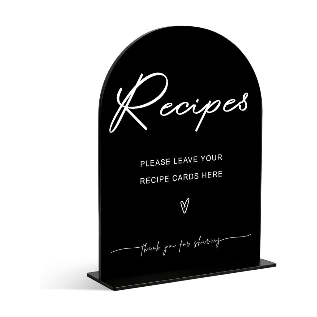 Leave Your Recipe Sign for Wedding Decoration, Wedding Signs for Ceremony and Reception, Bridal Shower Decor, Bridal Shower Centerpieces For Table, Engagement Party Decor, Black Arch Acrylic Sign, 07