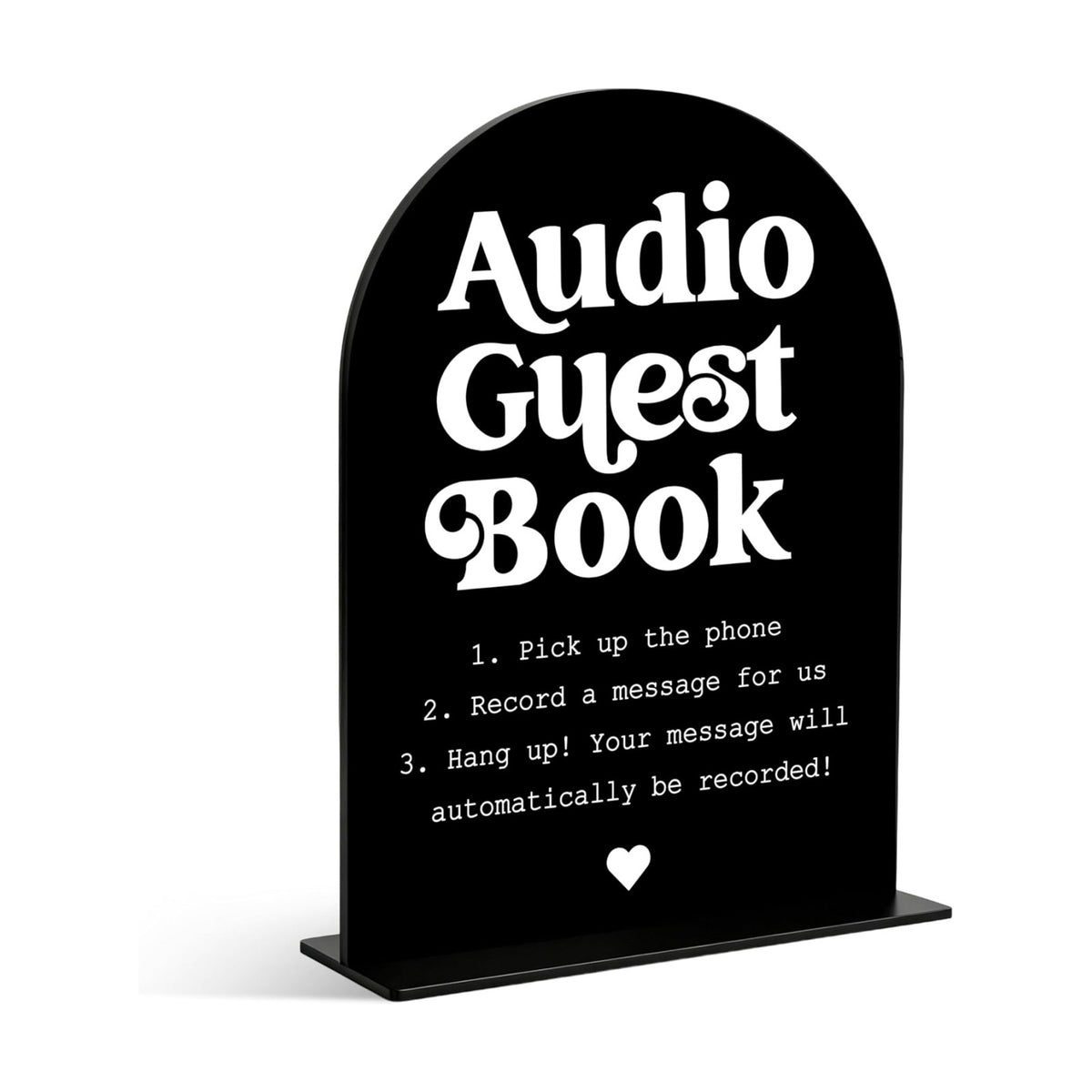 Audio Guest Book Sign for Wedding Decoration, Wedding Signs for Ceremony and Reception, Bridal Shower Decor, Bridal Shower Centerpiece For Table, Engagement Party Decor, Black Arch Acrylic Sign, 24