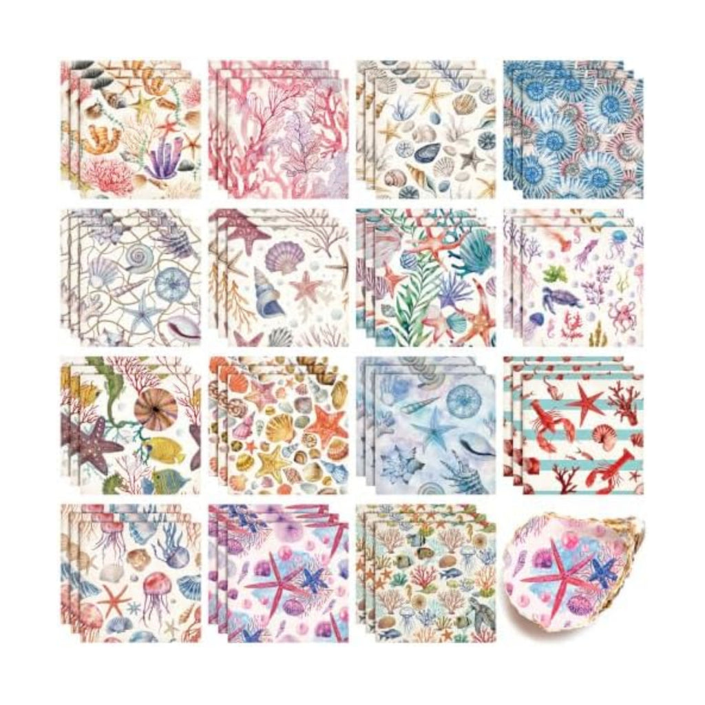 Gueevin 45 Pack Ocean Decoupage Napkins Colorful Coastal Craft for DIY