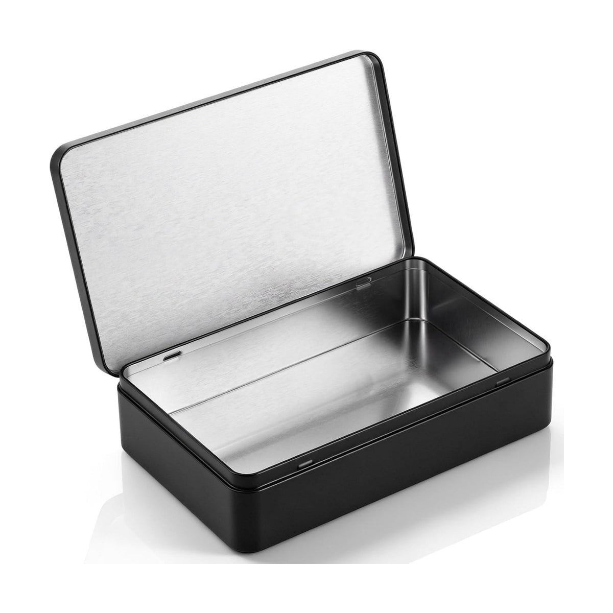 Hotop 8.5 x 5.3 x 1.9 Inch Metal Tins with Lid Storage Box, Black, 1 Pack