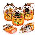 Fuutreo 25 Pcs Halloween Treat Bags with Handles, Black Cat Plastic