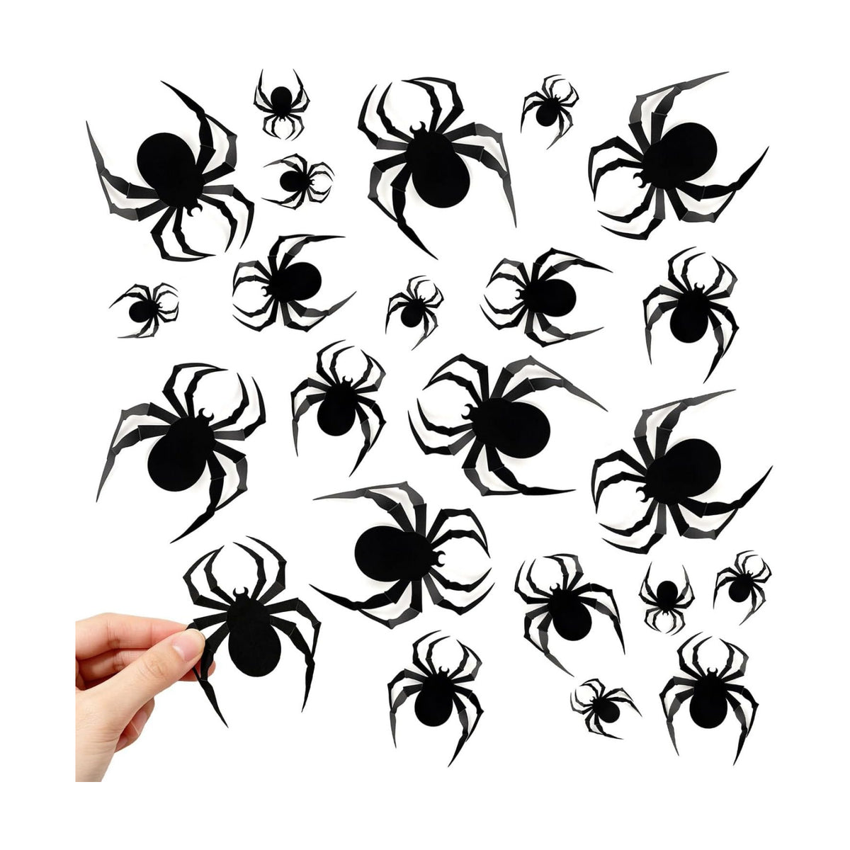 24 PCS Spider Wall Halloween Decorations, Realistic 3D Scary Spiders Wall Stickers for Home, DIY PVC Window Stickers Halloween Party Supplies Indoor