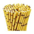 100 Count Yellow Bamboo Print Eco-friendly Paper Straws – 7.75 inch Disposable Straws for Drinking, Cocktails, Smoothie, Crafts, Picnics, Decorations