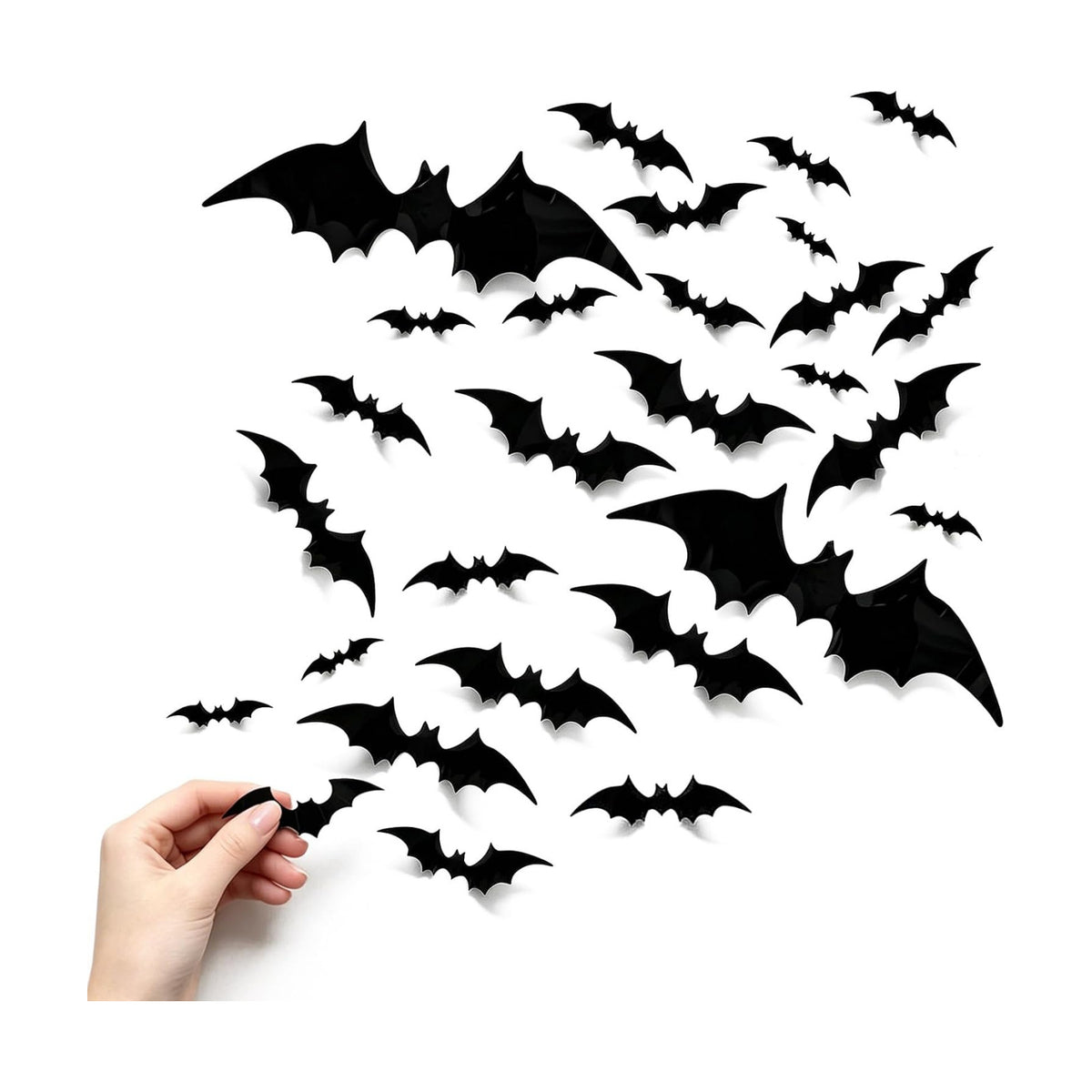 28 PCS Bats Wall Halloween Decorations, Realistic 3D Scary Bats Wall Stickers for Home, DIY PVC Window Stickers Halloween Party Supplies Indoor