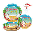 Litmitfu 24 Pcs Christmas in July Plates Set - Blue Summer Themed Paper Plate, Disposable Xmas Round Dinner Dessert Plates Tableware for Christmas in July Party Supplies Favors Table Decorations