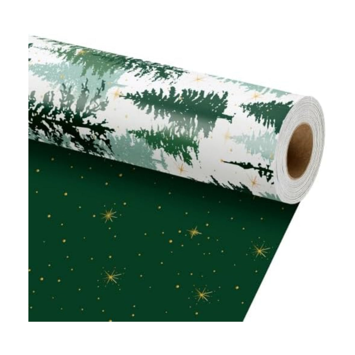 LaRibbons Reversible Green Christmas Wrapping Paper Pine Tree 17 In x 33 Ft