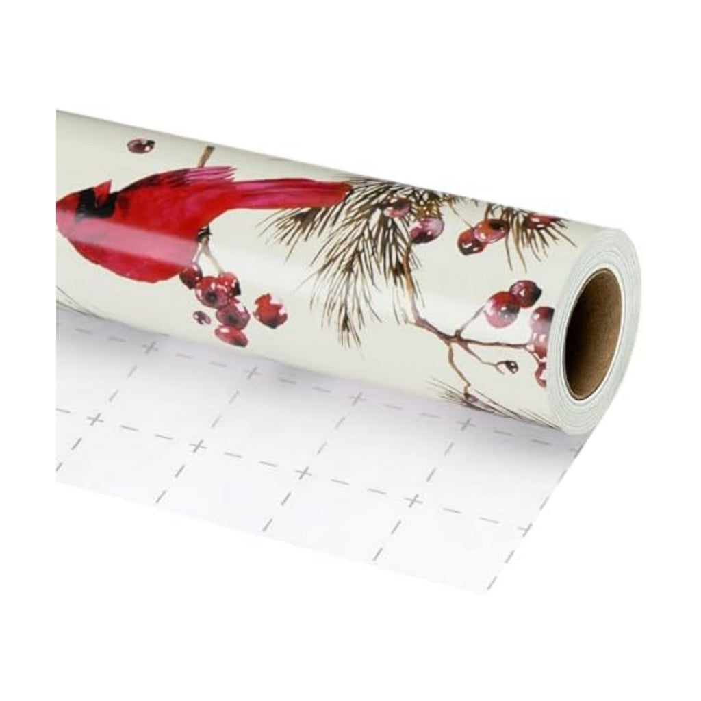 LaRibbons Cardinal Christmas Wrapping Paper, Rustic Woodland Red Birds