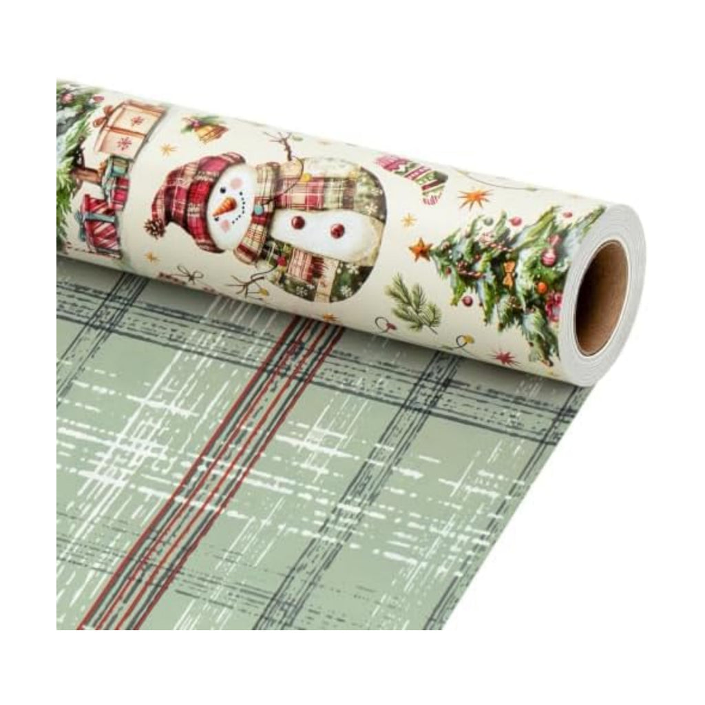 LaRibbons Vintage Reversible Plaid Christmas Wrapping Paper 17 In x 33 Ft