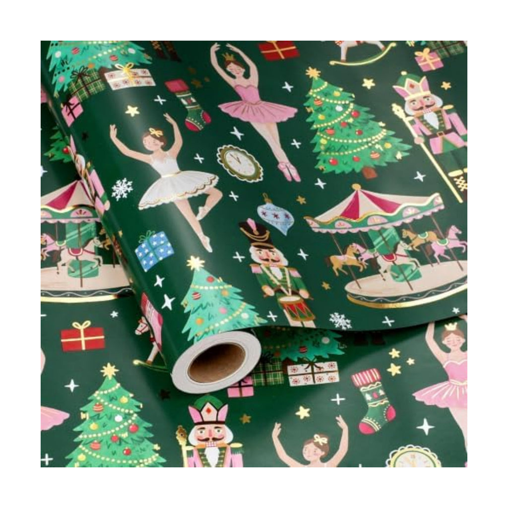 LaRibbons Nutcracker Ballet Foil Christmas Wrapping Paper 17 In x 33 Ft