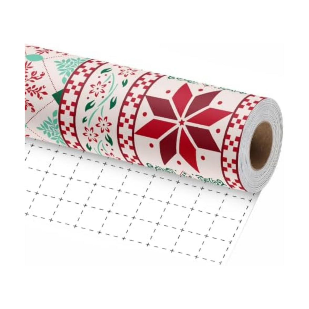 LaRibbons Vintage Kraft Christmas Wrapping Paper Fair Isle 17 In x 33 Ft