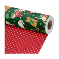 LaRibbons Reversible Cat Christmas Wrapping Paper Roll Pet 17 In x 33 Ft