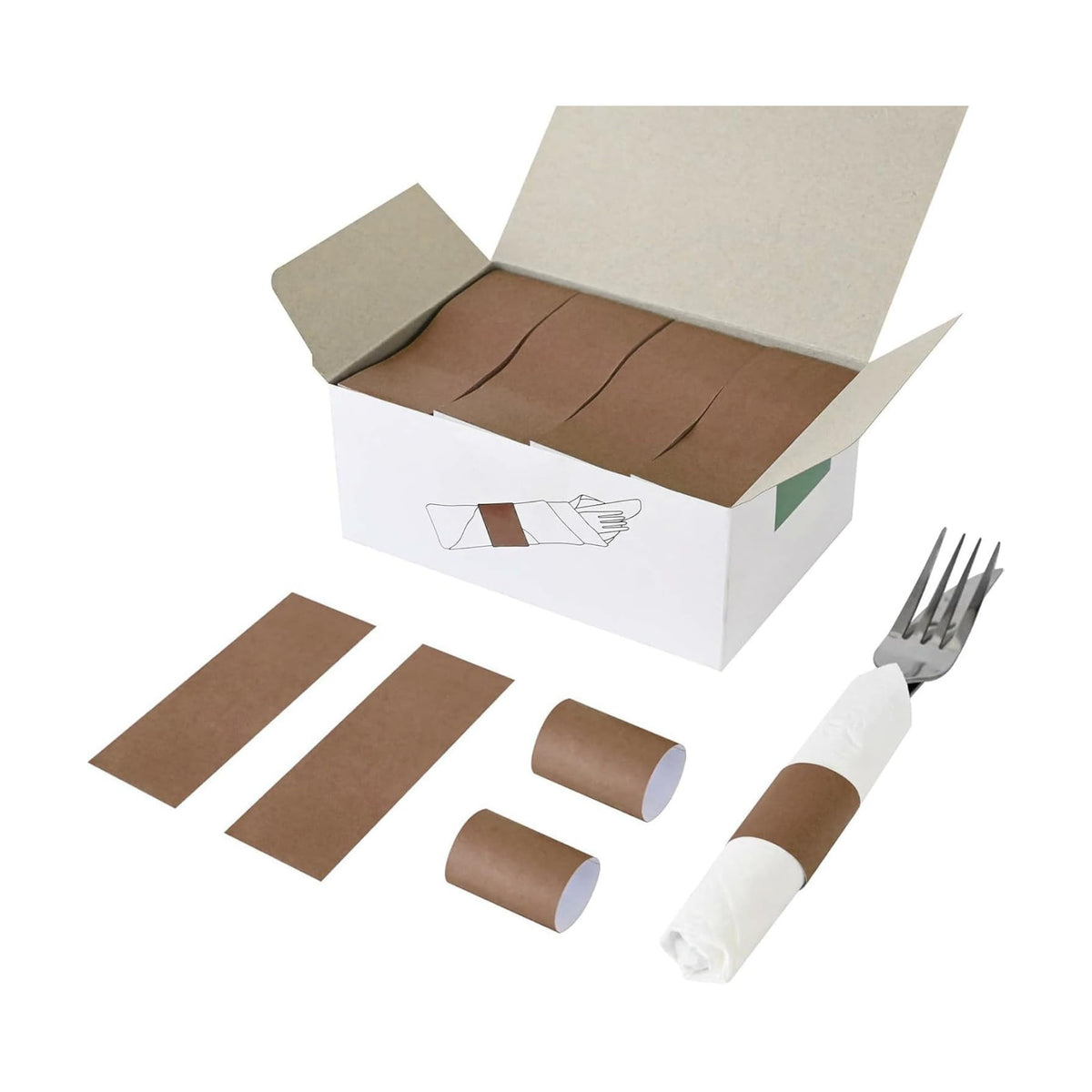 NATURALABEL Self-Adhesive Napkin Bands, Pack of 2,000, Brown