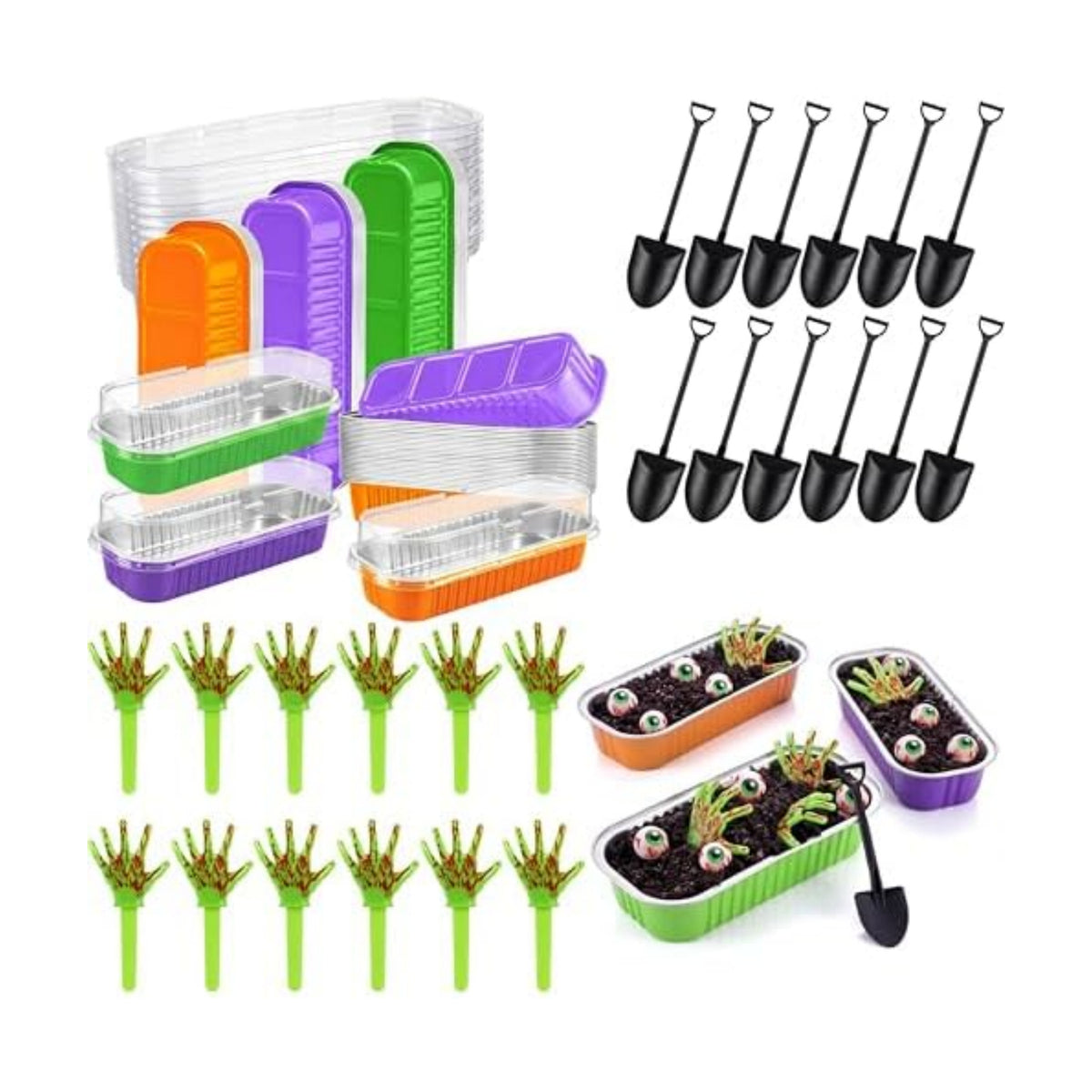 SiliFine 24 Set Halloween Baking Supplies Zombie Hands Cake Decor, Colorful
