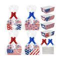 Cinrobiye 12 Pcs Patriotic Gift Baskets Bulk Empty 4th of July American Flag USA Gift Basket Kit with Pull Bows for Independence Day, Memorial Day, Veterans Day, Birthday Party Favors