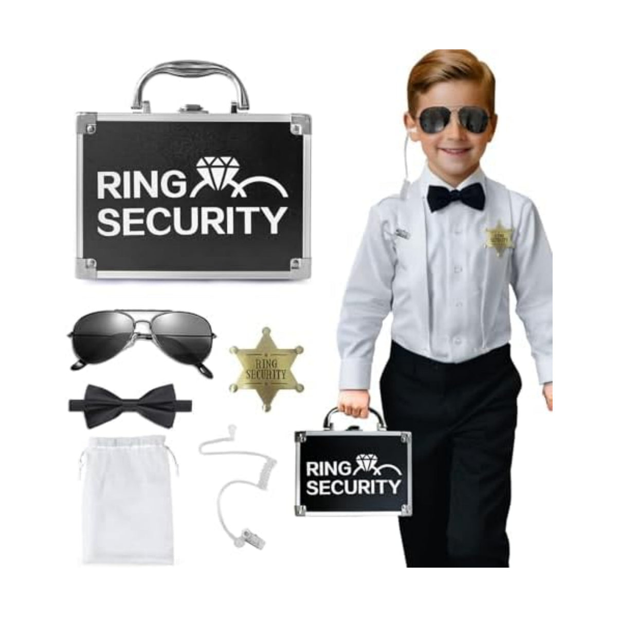Wedding Ring Security Box for Young Boys, Portable Buckle Closured Security Briefcase with Padded Pillow Lining, Ring Bearer Gifts for Ceremony Proposal 7.9 x 5.5 x 3.5 inch (6pcs)