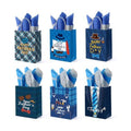 FCKLVMC 12 Pcs Fathers Day Gift Bags with Handle, Fathers Day Gift Bag with Decorative Paper for Men Father'S Day Birthday Party Decor Favor(8.27x6.3x3.15in)