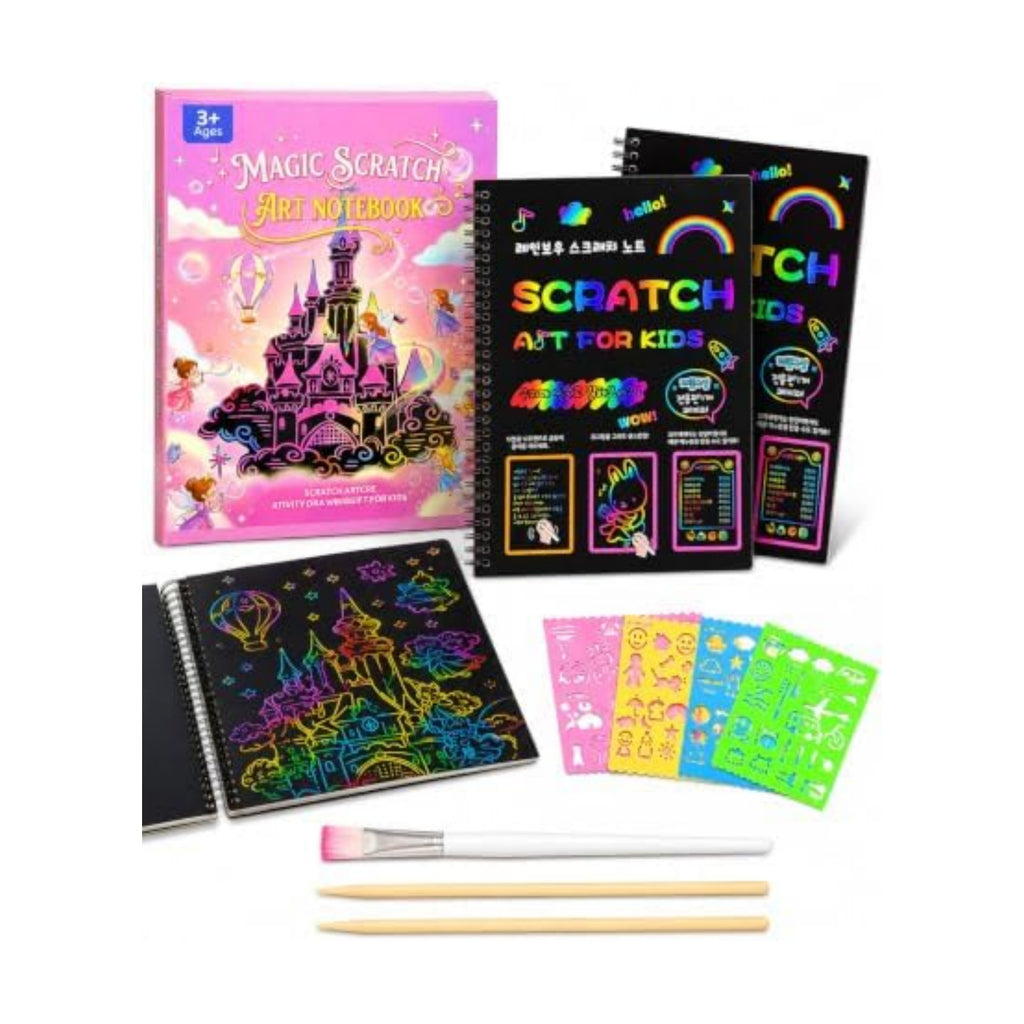 2 Pack Scratch Art Paper Notebooks Set: Arts and Crafts Supplies for Kids