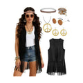 60s 70s Outfit for Women Hippie Costume Clothes Fringe Vest Accessories