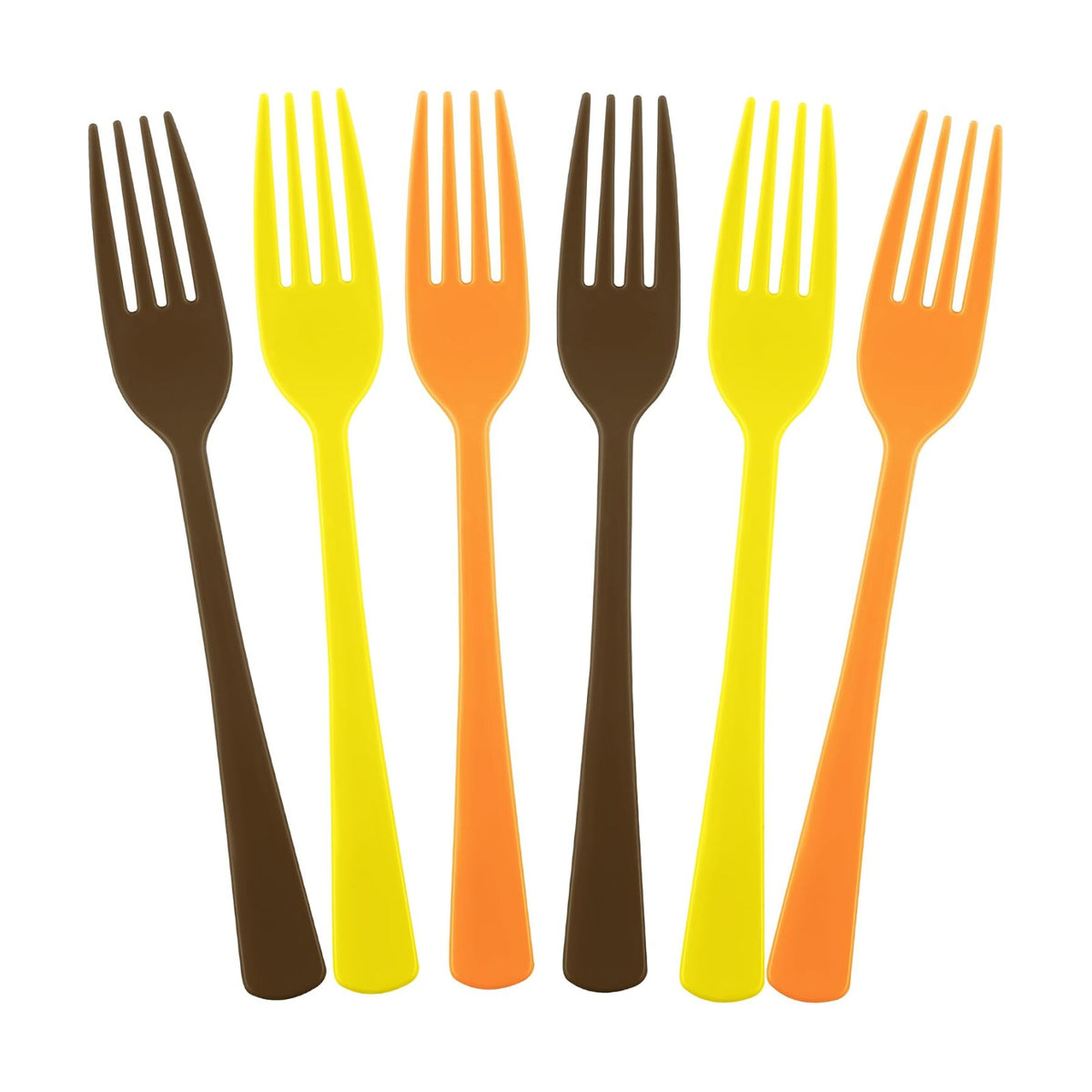 Kochorie 180 Pcs Fall Plastic Forks Thanksgiving Disposable Silverware Heavy Duty Plastic Cutlery Set Heat Resistant Utensils Flatware for Birthday Thanksgiving Party Supplies, Yellow, Orange, Brown
