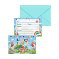 12Pcs Cute Cartoon Dog Birthday Invitations Set with Envelopes & Stickers, Puppy Paw Theme Invitation Cards for Birthday Decorations Party favors Supplies
