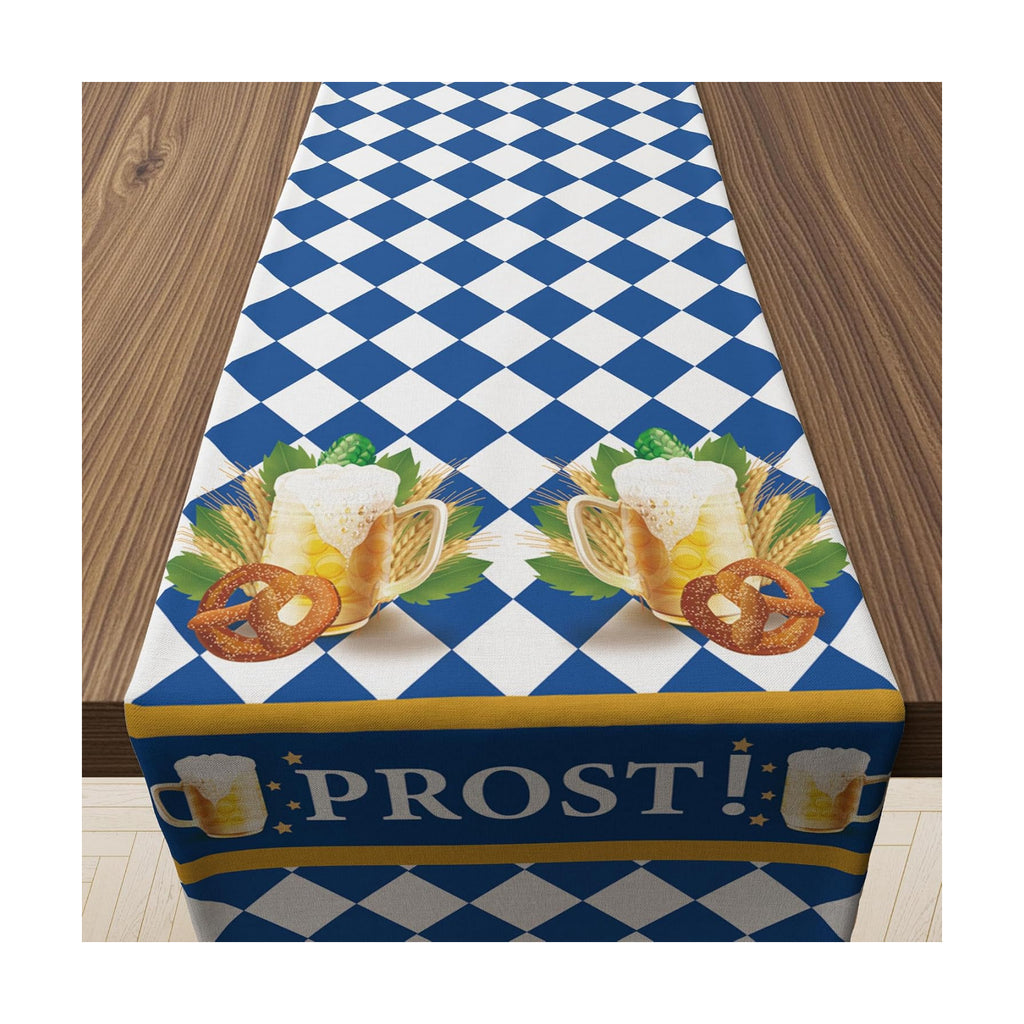 Oktoberfest Decorations - Oktoberfest Table Runner | Blue and White Tablecloth for October Festival Party Decorations - Bavarian German Beer Party Accessories Decor Favors Supplies