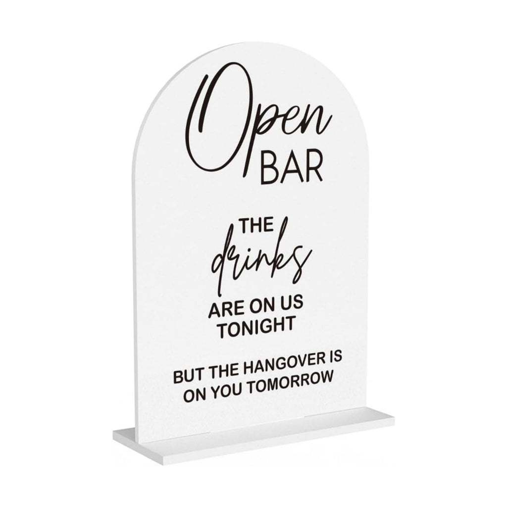 Wedding Bar Sign Open Bar Sign for Wedding Engagement Bridal Shower Ceremony Reception Event Party Table Acrylic Decor 5"x7"
