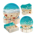 180Pcs Beach Ocean Party Plates and Napkins Set,Serves 60